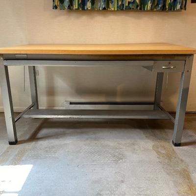 DRAFTING TABLE AND 2 DRAFTING CHAIRS