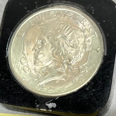 Peace Dollar & penny paperweight