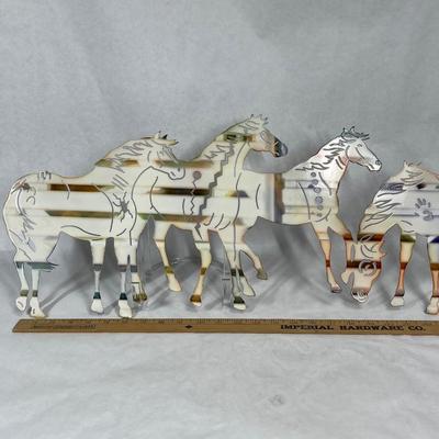 Colorful Painted Ponies Wall Hanging Metal has an enameled finish 12
