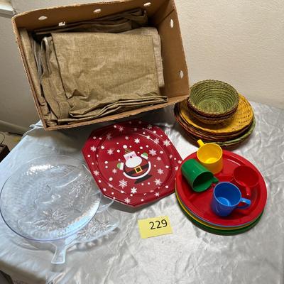 Lot of plastic dinnerware and other