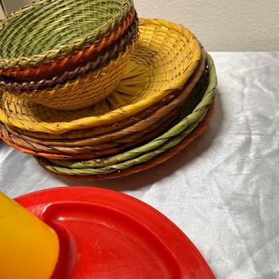 Lot of plastic dinnerware and other