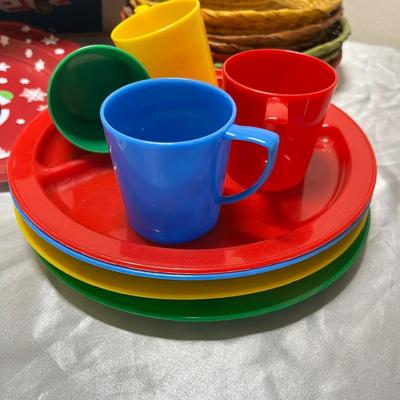 Lot of plastic dinnerware and other