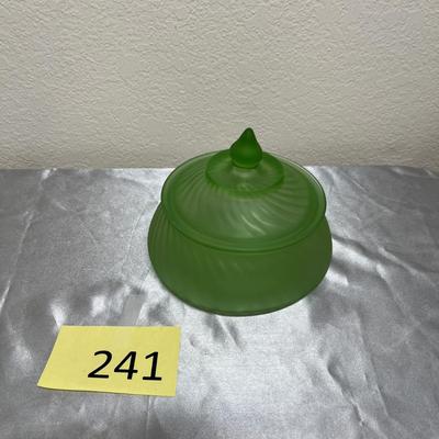 Depression glass swirl candy dish