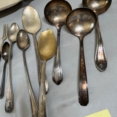 Silver plate flatware & bowl