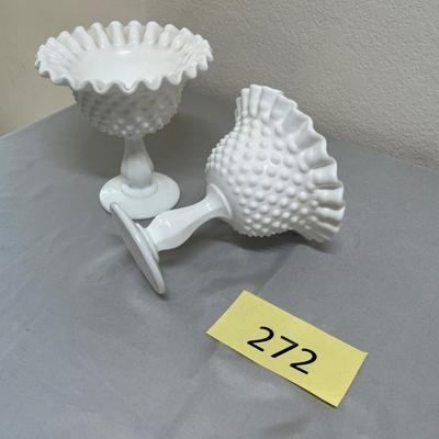 Fenton Hobnail Compotes