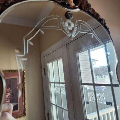 Vintage Ornate Etched Wall Mirror
