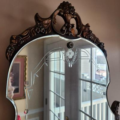 Vintage Ornate Etched Wall Mirror