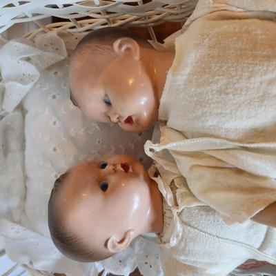 Two Dolls with Carriage Rubber Head hands