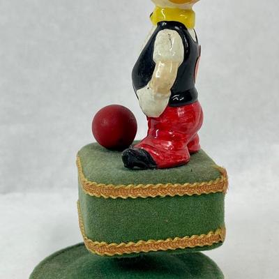 George Good Musical Clown Wind Up Base Spins Plays Send in the Clowns 6” tall