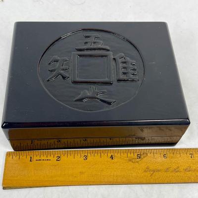 Vintage Black Lacquer Box Playing Card or Jewelry Box