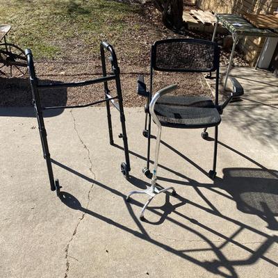 ERGONOMIC ROLLING CHAIR, WALKER AND CANE