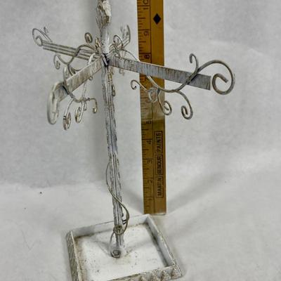 Rustic white metal jewelry, hanger, hanging tree