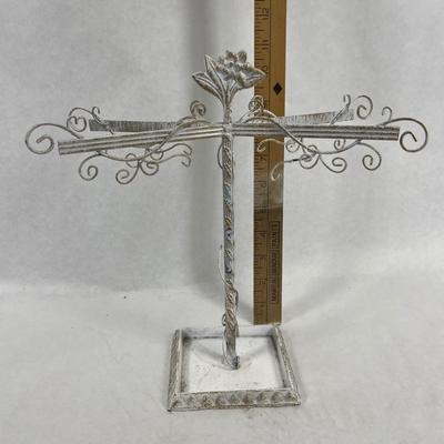 Rustic white metal jewelry, hanger, hanging tree