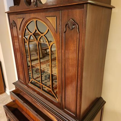 Vintage Wood China Cabinet 37x16x72