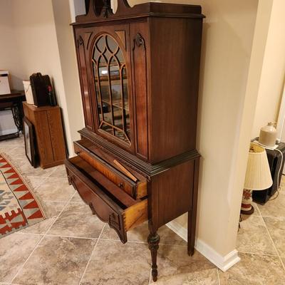 Vintage Wood China Cabinet 37x16x72