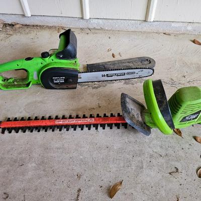 14" Electric Chainsaw and 22" Electric Hedge Trimmer