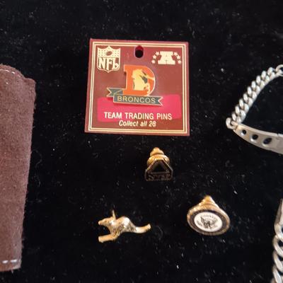 MOSTLY MEN'S JEWELRY, PINS, CAMILLUS POCKET KNIFE & KEY HOLDER