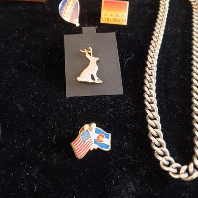 MOSTLY MEN'S JEWELRY, PINS, CAMILLUS POCKET KNIFE & KEY HOLDER