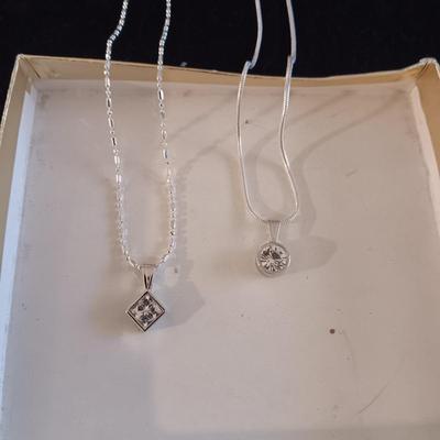 PINS/BROOCHES, RHINESTONE PENDANT NECKLACES AND PIERCED EARRINGS