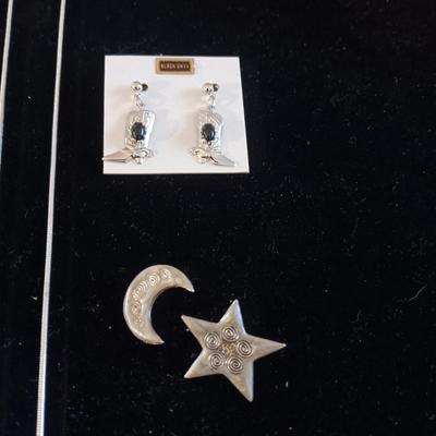 PINS/BROOCHES, RHINESTONE PENDANT NECKLACES AND PIERCED EARRINGS