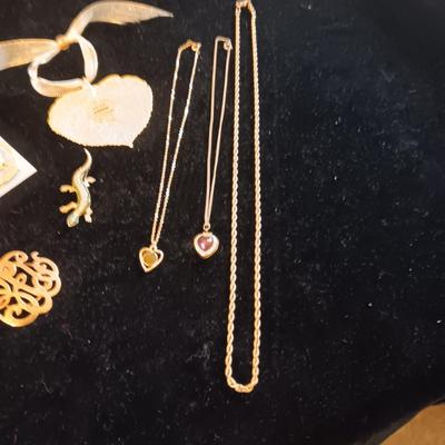 GOLD-TONE NECKLACES, PINS AND 24K GOLD FINISH ASPEN LEAF