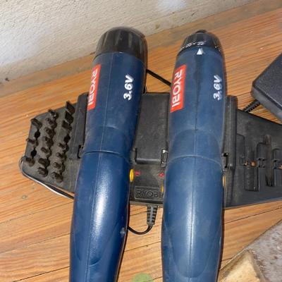 RYOBI RECHARGEABLE SCREWDRIVER/FLASHLIGHT COMBO, MITER BOX AND MORE