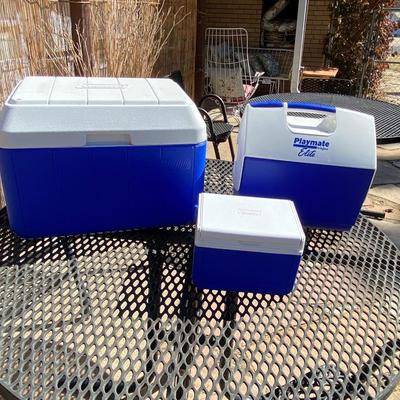 JUST IN TIME FOR ICE COLD DRINKS IN THESE COOL BLUE COOLERS