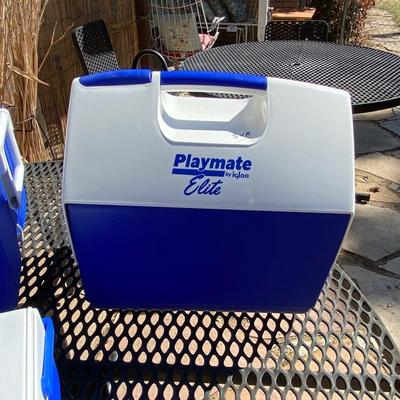 JUST IN TIME FOR ICE COLD DRINKS IN THESE COOL BLUE COOLERS