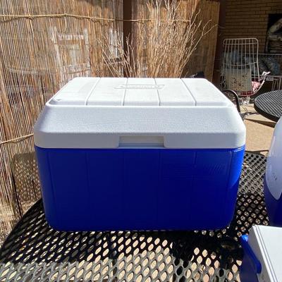 JUST IN TIME FOR ICE COLD DRINKS IN THESE COOL BLUE COOLERS