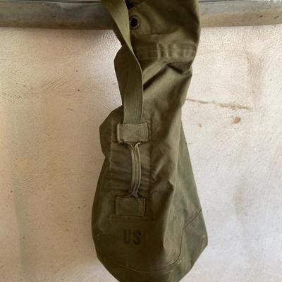 ARMY ISSUED NAP SACK AND GALVANIZED WASH TUB