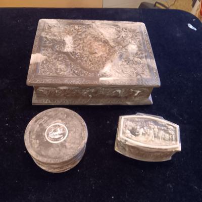 3 INCOLAY STONE JEWELRY BOXES