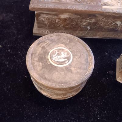 3 INCOLAY STONE JEWELRY BOXES