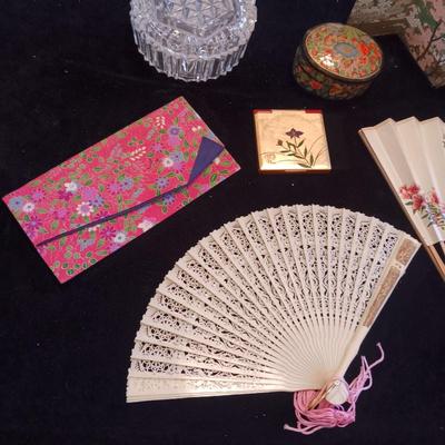 TRINKET BOXES, FANS, MIRROR COMPACT AND MORE