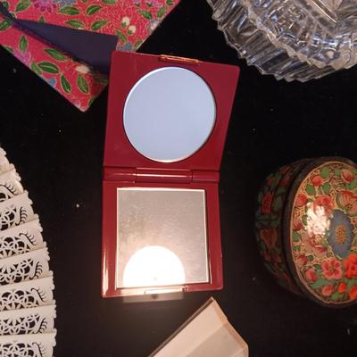 TRINKET BOXES, FANS, MIRROR COMPACT AND MORE