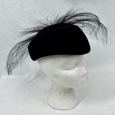 Vintage Women’s Black Pillbox Hat Fascinator with Net Veil