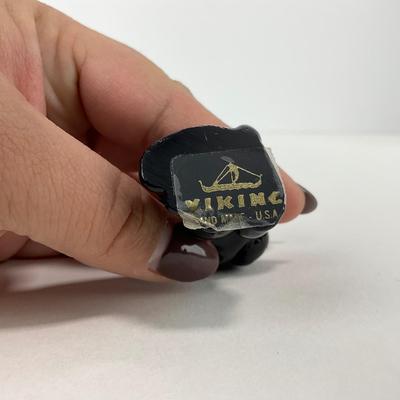 -39- VIKING | Black Glass Small Dog Figure | With Sticker