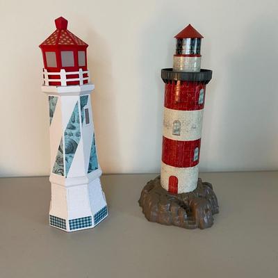 Two Lighthouses - One Plastic and One Cardboard