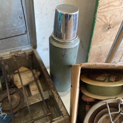 CAMP STOVE, THERMOS, COLEMAN BURNER AND MORE