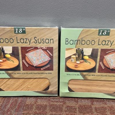 2 bamboo lazy Susan in box
