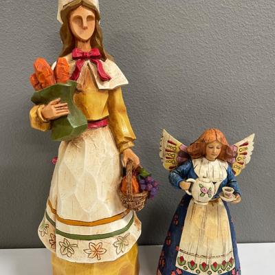Jim Shore small angel & large lady with 2 wall plaques