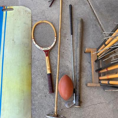VINTAGE CROQUET SET AND OTHER VINTAGE SPORTING GOODS