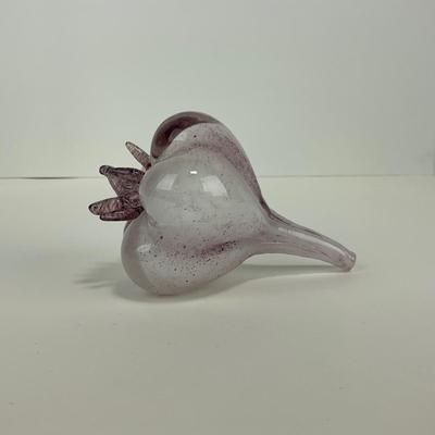 -60- ART GLASS | White & Purple Garlic Figure