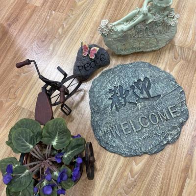 Welcome and Peace outdoor with trike planter