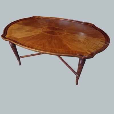 Vintage Wellington Hall Mahogany Inlay Coffee Table with Tapered Fluted Legs