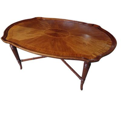 Vintage Wellington Hall Mahogany Inlay Coffee Table with Tapered Fluted Legs
