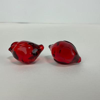 -85- ART GLASS | Red Small Bird Figures
