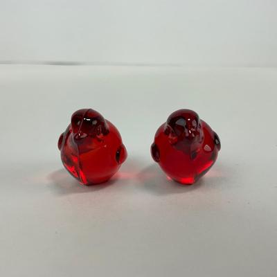 -85- ART GLASS | Red Small Bird Figures