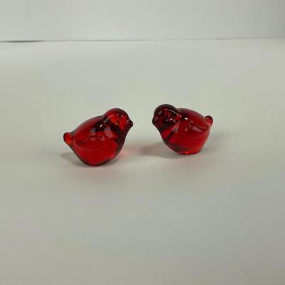 -85- ART GLASS | Red Small Bird Figures