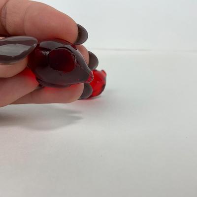 -85- ART GLASS | Red Small Bird Figures