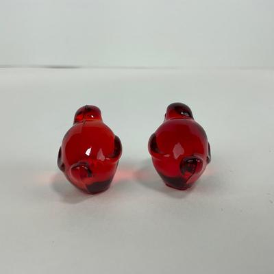 -85- ART GLASS | Red Small Bird Figures
